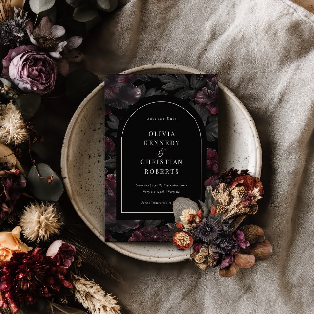 Foto för Moody romsk Blommigt för elegant Mörk Spara Datumet (Dark and Moody Save the Date )