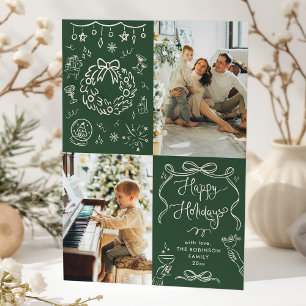 Foto för mörk grönt Bows Hand plockade Glad helg 2 Julkort