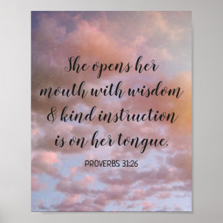 Foto för Motivational Bible Verse Pastel Clouds Poster