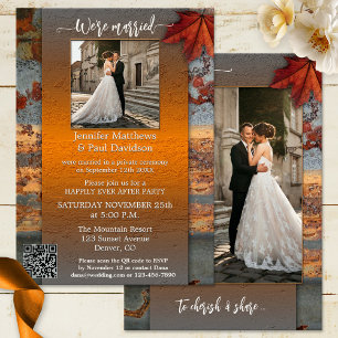 Foto för mottagning av Rustic Industrial Fall Wedd Inbjudningar