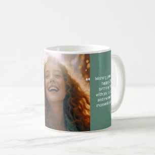 Foto för muret elegance Ocean Teal Grattis på föde Kaffemugg