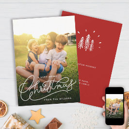 Foto för mycket God jul-enkel cute-familj Julkort