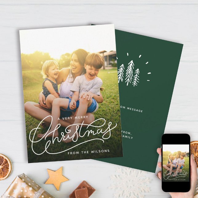 Foto för mycket God jul-enkel cute-familj Julkort (Modern Minimalist Christmas magic for the whole crew! 🎄👨‍👩‍👧‍👦 #FestiveFamily #ChristmasStyle)