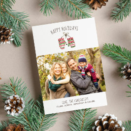 Foto för mysigt Winter Mittens Glad helg-familj Julkort