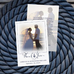 Foto för Nautical Anchor Bröllop Script Tack 2 Kort