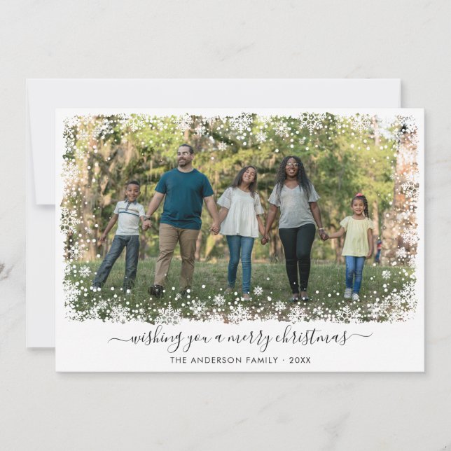 Foto för nuffelskript i Modern God jul Snö Julkort (Framsida)