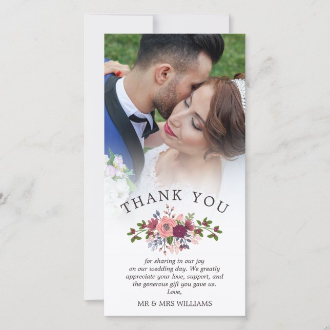 Foto för  och burgundy Bröllop Tack (Framsida)