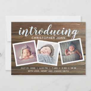 Foto för ögonblicksbild av Rustic Wood Boys Birth Meddelande