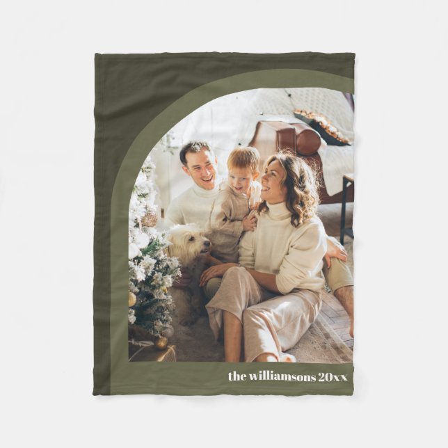 Foto för oliv grönt Modern Arch 2-Lodrät Fleecefilt (Framsidan)