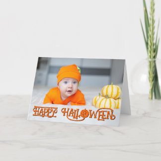 Foto för orange och svart Happy halloween Kort