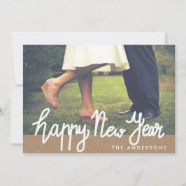 Foto för Pappra Gott nytt år-typografi i Rustic Kr Julkort