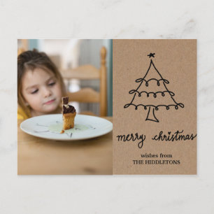 Foto för Pappra Julgran-typografi i Rustic Kraft Helg Vykort