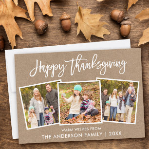 Foto för penselskript Happy thanksgiving Kraft 3 Julkort