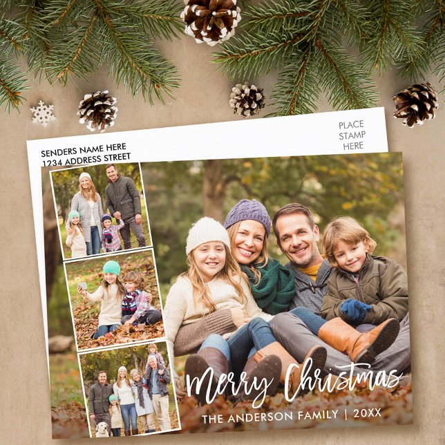 Foto för Penselskriptfamiljen God jul 4 Vykort (Customize to change your personalized text size or text style.)