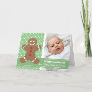 Foto för pepparkaksgubbe och Polka dots Anpassning Helgkort