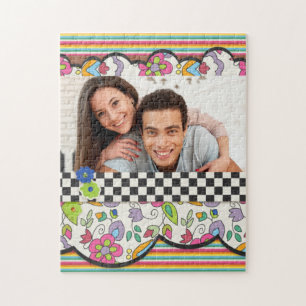 Foto för Personlig av monogramfärgad modern Blommi Pussel