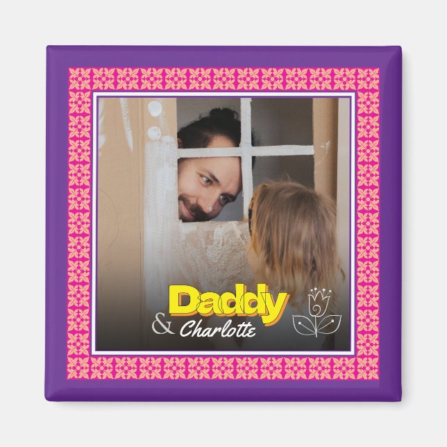 Foto för personlig-familjen - Pappa-dotterbild Magnet (Framsidan)