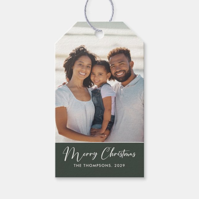 Foto för personlig Grönt God jul Presentetikett (Framsidan)