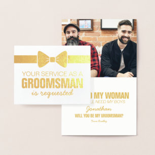 Foto för personlig Marskalkar Groomsman begärde Folierat Kort