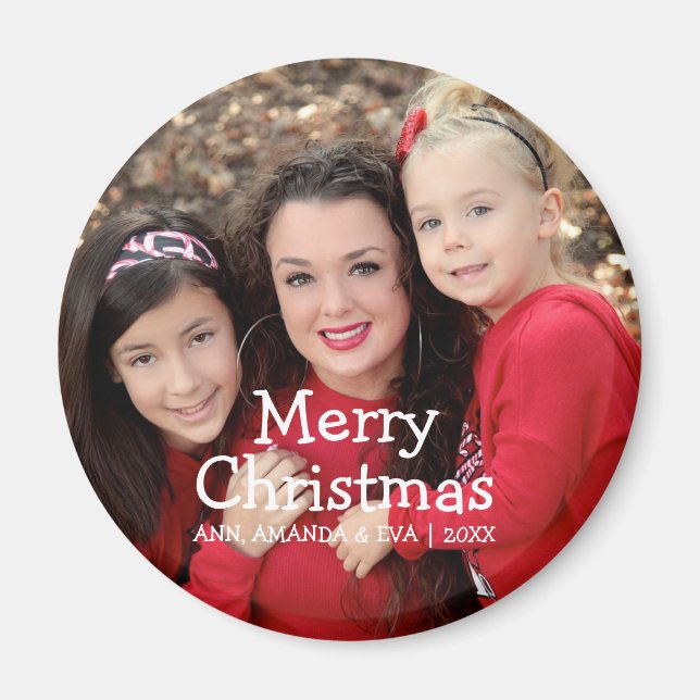 Foto för personlig White Script God jul Magnet (Framsidan)