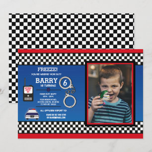 Foto för polisfödelsedagsfestkriminalare inbjudningar