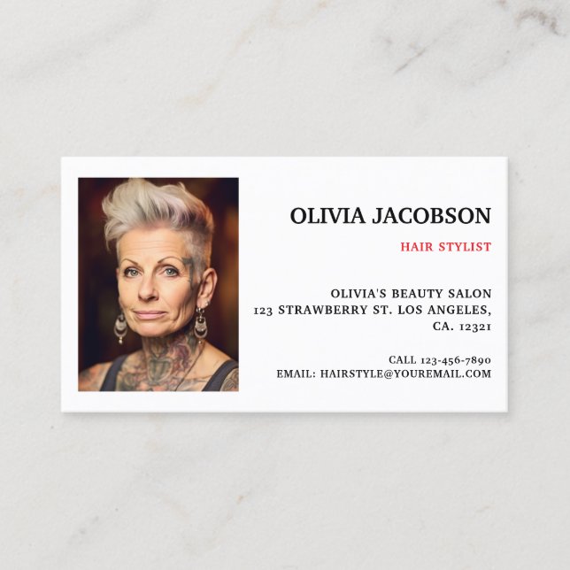 Foto för professionell Hair Stylist Visitkort (Framsida)