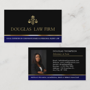 Foto för professionell Navy Blue Attorney Visitkort