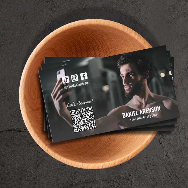 Foto för QR-kod för Fitness Social Media Visitkort (Skapare uppladdad)