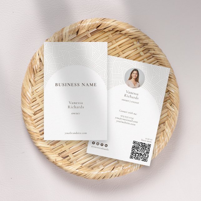Foto för QR-kod för vit elegant Visitkort (Skapare uppladdad)