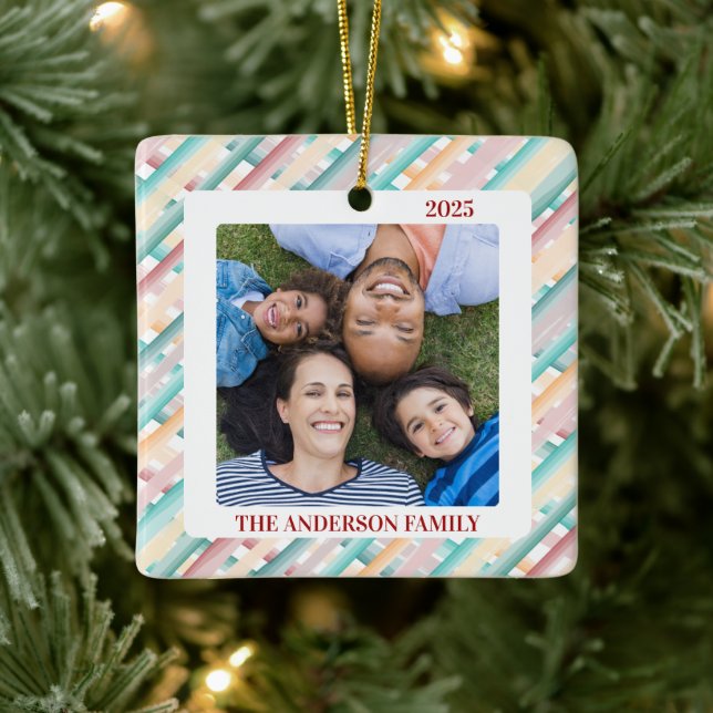 Foto för Rand-familjen i julvattenfärg Julgransprydnad Keramik (Träd)