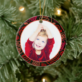 Foto för Red One Line Art God jul-familjen Julgransprydnad Keramik