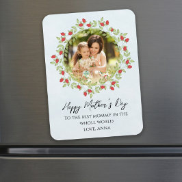 Foto för Ro Blommigt för vattenfärgen lycklig Mors Magnet