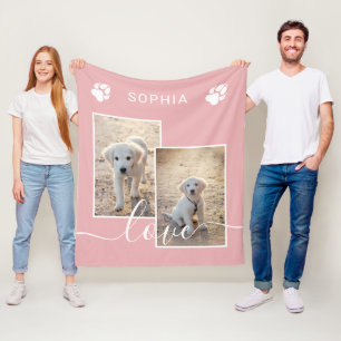 Foto för Rosa Anpassningsbar med Namn & Kärlek-te Fleecefilt
