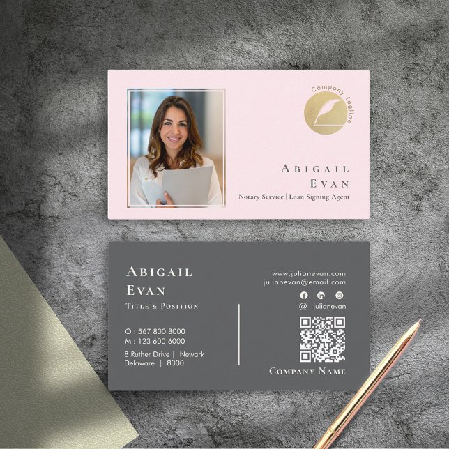 Foto för  Rosa av modern Glitter Guld Feather Visitkort (Modern Glitter Gold Feather Blush Pink Photo Business Card)