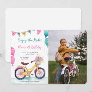 Foto för rosa och blå bike-Födelsedagsfest Inbjudningar