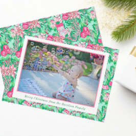 Foto för Rosa och Grönt i Handflatan Beach- Julkort