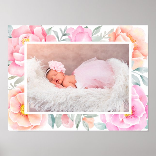 Foto för Rosa Peach-Blommigten Peonies Ro  Peonies Poster (Framsidan)