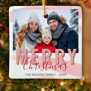 Foto för rosa Red God jul Script Family Julgransprydnad Keramik