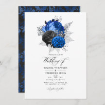Foto för Royal Blue, Black och Silver Blommigt Brö