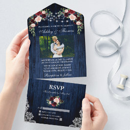 Foto för Rustic Bröllop Blommigt Blue Wood Ljus Sn
