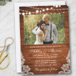 Foto för Rustic Bröllop Wood Ljus Snöre Inbjudningar<br><div class="desc">Fotoinbjudan till Rustic Bröllop Wood String Ljus Snöre</div>