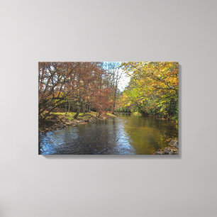 Foto för Rustic Fall River Serene Nature Landcape  Canvastryck