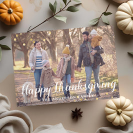 Foto för Rustic Wood Thanksgiving Family Julkort