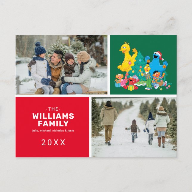 Foto för Sesame Street-julfamiljen Helg Vykort (Framsida)