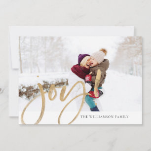 Foto för Shimmer Gold Foil Joy Typography Fullt Julkort