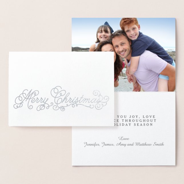 Foto för Silver Foil Elegant God jul Photo Folierat Kort (Display)
