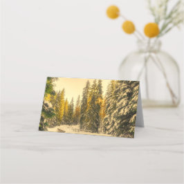 Foto för skogsnatur i Gräs täckt av snö Placeringskort