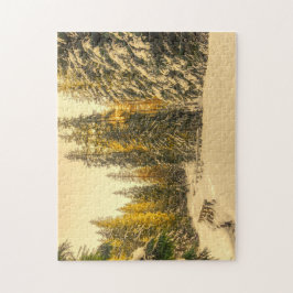 Foto för skogsnatur i Gräs täckt av snö Pussel