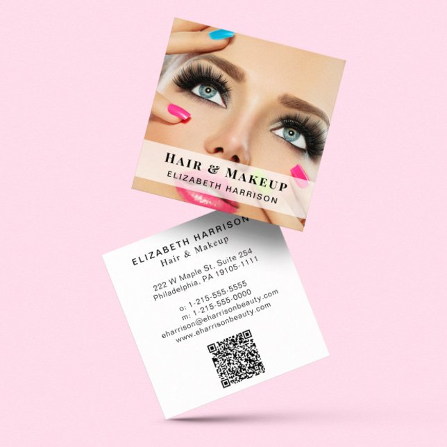 Foto för skönhetshård för Professionell - Makeup Q Fyrkantigt Visitkort (Skapare uppladdad)