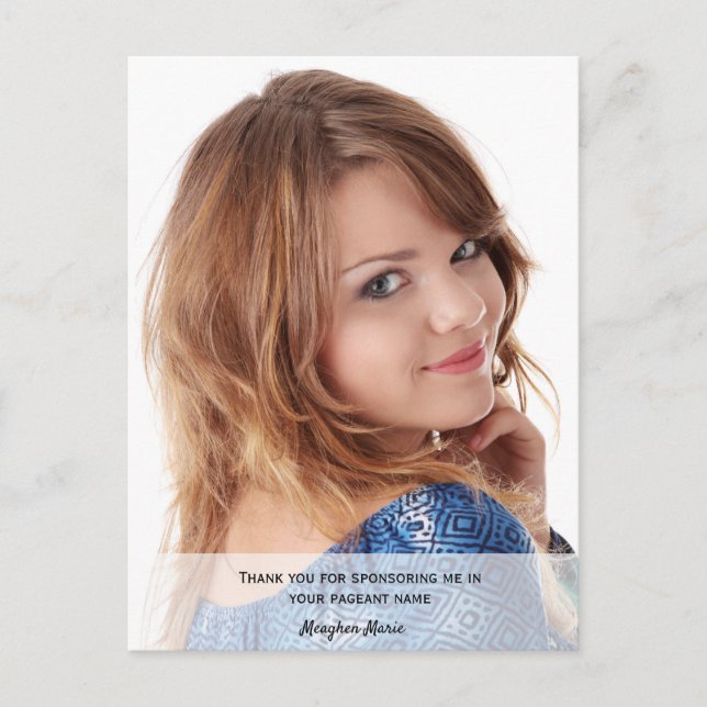 Foto för skönhetstävling Sponsor Tack Vykort (Framsida)
